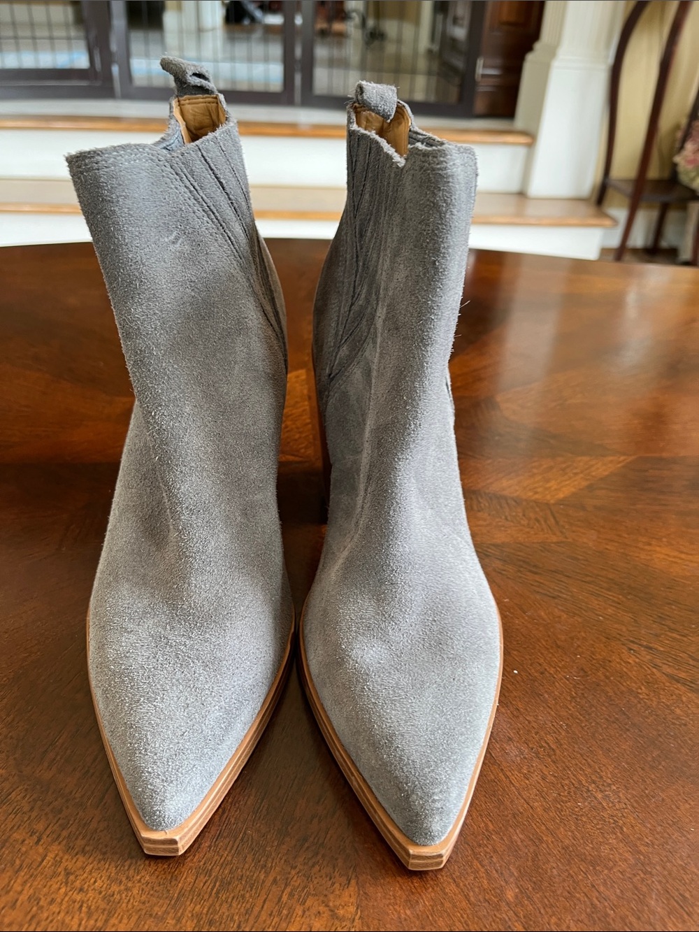 Women’s Suede Pointed Toe Ankle Boots - Gray, Marc Fischer